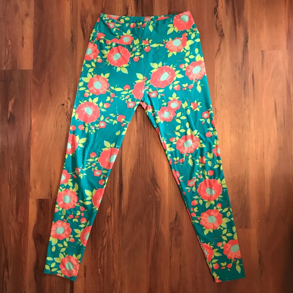 Lularoe Turquoise Floral Leggings